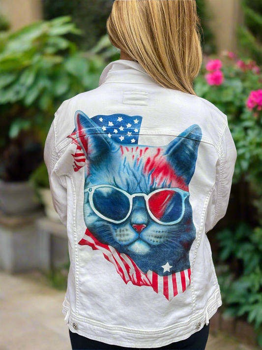 Airbrush Cat Jean Jacket